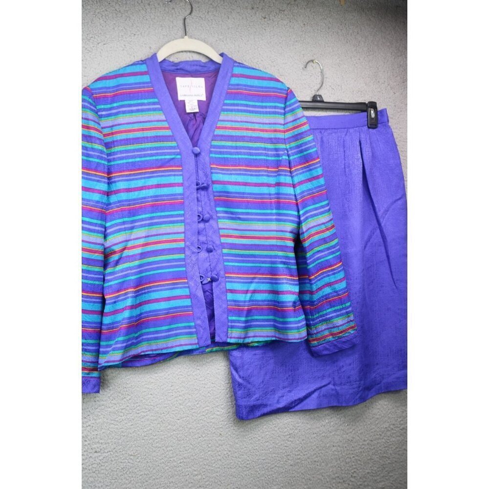 Vintage Safe Silk by Adrianna Papell 100% Silk Skirt Set-Size 8-90's